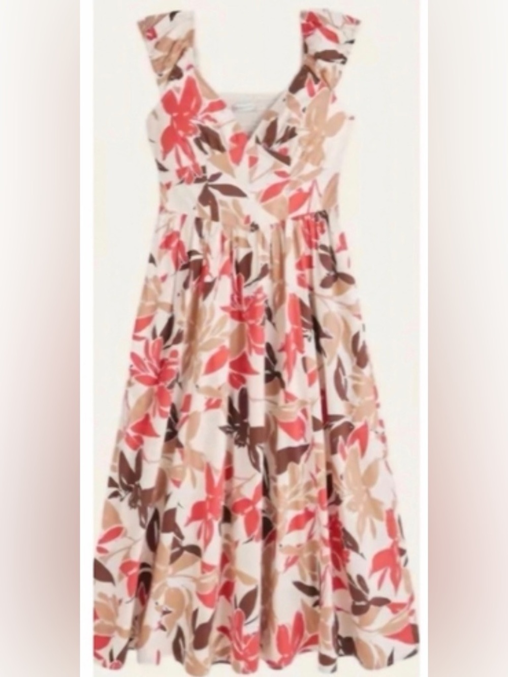 EUC Abercrombie & Fitch Coral, Beige & Brown Floral Midi Dress